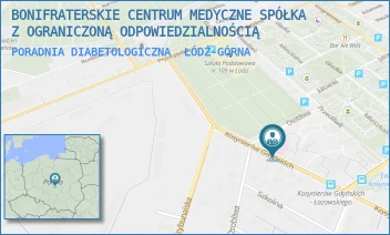 PORADNIA DIABETOLOGICZNA - BONIFRATERSKIE CENTRUM MEDYCZNE SPÓŁKA Z OGRANICZONĄ ODPOWIEDZIALNOŚCIĄ - UL. KOSYNIERÓW GDYŃSKICH 61,  ŁÓDŹ-GÓRNA