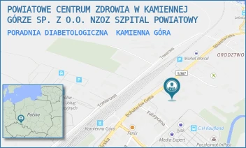 PORADNIA DIABETOLOGICZNA - POWIATOWE CENTRUM ZDROWIA W KAMIENNEJ GÓRZE SP. Z O.O. NZOZ SZPITAL POWIATOWY - UL. BOHATERÓW GETTA 10,  KAMIENNA GÓRA