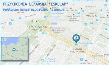 PORADNIA DIABETOLOGICZNA - PRZYCHODNIA LEKARSKA "ESKULAP" - UL. KS. JERZEGO POPIEŁUSZKI 2,  SIERADZ