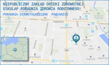 PORADNIA DIABETOLOGICZNA - NIEPUBLICZNY ZAKŁAD OPIEKI ZDROWOTNEJ ESKULAP PORADNIA ZDROWIA RODZINNEGO - UL. GROBELNA 8,  PABIANICE