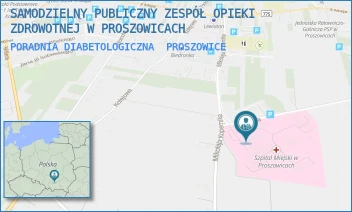 PORADNIA DIABETOLOGICZNA - SZPITAL IM. OJCA RAFAŁA Z PROSZOWIC SAMODZIELNY PUBLICZNY ZESPÓŁ OPIEKI ZDROWOTNEJ W PROSZOWICACH - UL. MIKOŁAJA KOPERNIKA 13,  PROSZOWICE