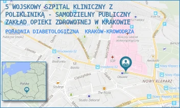 PORADNIA DIABETOLOGICZNA - 5 WOJSKOWY SZPITAL KLINICZNY Z POLIKLINIKĄ - SAMODZIELNY PUBLICZNY ZAKŁAD OPIEKI ZDROWOTNEJ W KRAKOWIE - UL. WROCŁAWSKA 1-3,  KRAKÓW-KROWODRZA