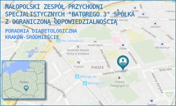 PORADNIA DIABETOLOGICZNA - MAŁOPOLSKI ZESPÓŁ PRZYCHODNI SPECJALISTYCZNYCH "BATOREGO 3" SPÓŁKA Z OGRANICZONĄ ODPOWIEDZIALNOŚCIĄ - UL. BATOREGO 3,  KRAKÓW-ŚRÓDMIEŚCIE