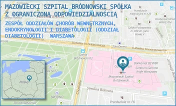 ZESPÓŁ ODDZIAŁÓW CHORÓB WEWNĘTRZNYCH, ENDOKRYNOLOGII I DIABETOLOGII (ODDZIAŁ DIABETOLOGII) - MAZOWIECKI SZPITAL BRÓDNOWSKI SPÓŁKA Z OGRANICZONĄ ODPOWIEDZIALNOŚCIĄ - KONDRATOWICZA 8,  WARSZAWA