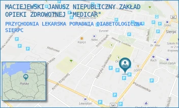 PRZYCHODNIA LEKARSKA PORADNIA DIABETOLOGICZNA - MACIEJEWSKI JANUSZ NIEPUBLICZNY ZAKŁAD OPIEKI ZDROWOTNEJ 'MEDICAR' - UL. GROTA ROWECKIEGO 2A,  SIERPC