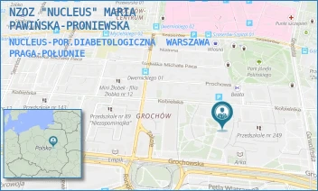 NUCLEUS-POR.DIABETOLOGICZNA - NZOZ "NUCLEUS" MARIA PAWIŃSKA-PRONIEWSKA - KOBIELSKA 13,  WARSZAWA PRAGA-POŁUDNIE