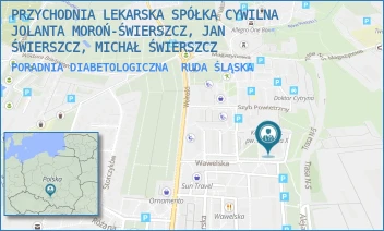 PORADNIA DIABETOLOGICZNA - PRZYCHODNIA LEKARSKA SPÓŁKA CYWILNA JOLANTA MOROŃ-ŚWIERSZCZ, JAN ŚWIERSZCZ, MICHAŁ ŚWIERSZCZ - UL. WAWELSKA 7,  RUDA ŚLĄSKA
