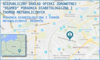PORADNIA DIABETOLOGICZNA I CHORÓB METABOLICZNYCH - NIEPUBLICZNY ZAKŁAD OPIEKI ZDROWOTNEJ "DIAMED" PORADNIA DIABETOLOGICZNA I CHORÓB METABOLICZNYCH - UL. J. BEMA 6,  PRZEMYŚL
