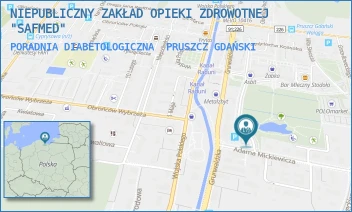 PORADNIA DIABETOLOGICZNA - NIEPUBLICZNY ZAKŁAD OPIEKI ZDROWOTNEJ "SAFMED" - UL. WOJCIECHA KOSSAKA 8/3,  PRUSZCZ GDAŃSKI