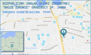 PORADNIA DIABETOLOGICZNA - NIEPUBLICZNY ZAKŁAD OPIEKI ZDROWOTNEJ "NASZE ZDROWIE" GRABIŃSCY SP. JAWNA - UL. ROLNA 44-48,  TYCHY