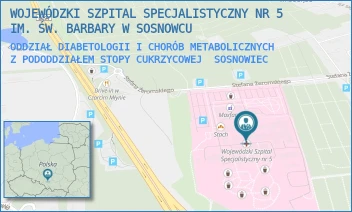 ODDZIAŁ DIABETOLOGII I CHORÓB METABOLICZNYCH Z PODODDZIAŁEM STOPY CUKRZYCOWEJ - WOJEWÓDZKI SZPITAL SPECJALISTYCZNY NR 5 IM. ŚW. BARBARY W SOSNOWCU - PLAC MEDYKÓW 1,  SOSNOWIEC