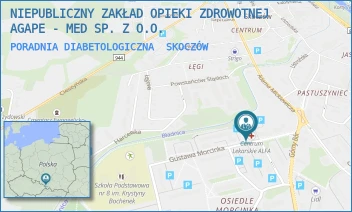 PORADNIA DIABETOLOGICZNA - NIEPUBLICZNY ZAKŁAD OPIEKI ZDROWOTNEJ AGAPE - MED SP. Z O.O. - UL. MORCINKA 16B,  SKOCZÓW