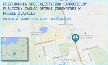 PORADNIA DIABETOLOGICZNA - PRZYCHODNIA SPECJALISTYCZNA SAMODZIELNY PUBLICZNY ZAKŁAD OPIEKI ZDROWOTNEJ W RUDZIE ŚLĄSKIEJ - UL. PIOTRA NIEDURNEGO 50D,  RUDA ŚLĄSKA