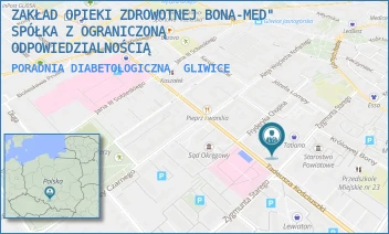 PORADNIA DIABETOLOGICZNA - ZAKŁAD OPIEKI ZDROWOTNEJ BONA-MED" SPÓŁKA Z OGRANICZONĄ ODPOWIEDZIALNOŚCIĄ - UL. ZYGMUNTA STAREGO 16,  GLIWICE