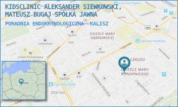 PORADNIA ENDOKRYNOLOGICZNA - KIDSCLINIC ALEKSANDER SIEWKOWSKI, MATEUSZ BUGAJ SPÓŁKA JAWNA - ADAMA ASNYKA 25,  KALISZ