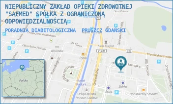PORADNIA DIABETOLOGICZNA - NIEPUBLICZNY ZAKŁAD OPIEKI ZDROWOTNEJ "SAFMED" SPÓŁKA Z OGRANICZONĄ ODPOWIEDZIALNOŚCIĄ - UL. WOJCIECHA KOSSAKA 8/3,  PRUSZCZ GDAŃSKI